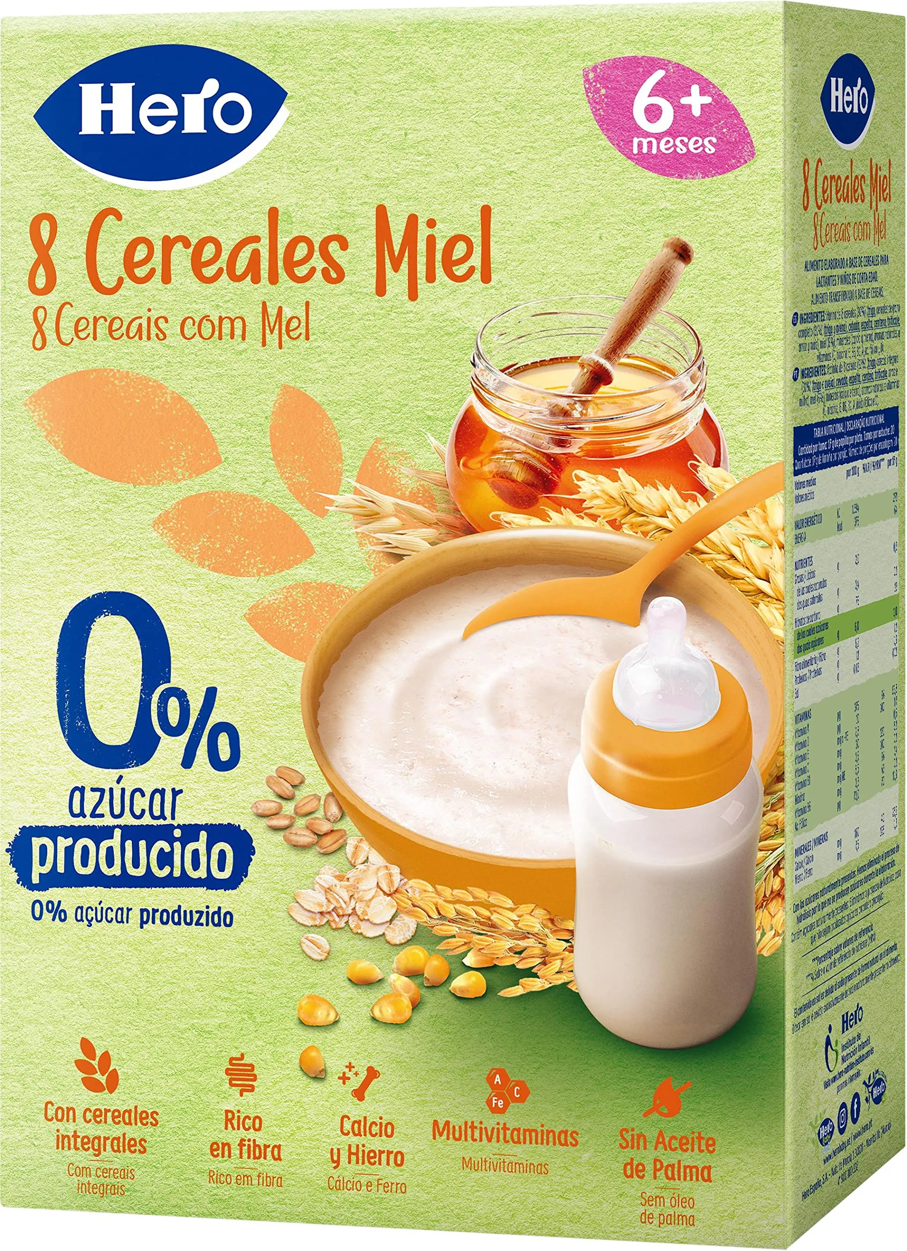 HERO BABY PAPILLA 8 CEREALES-MIEL 340 GR