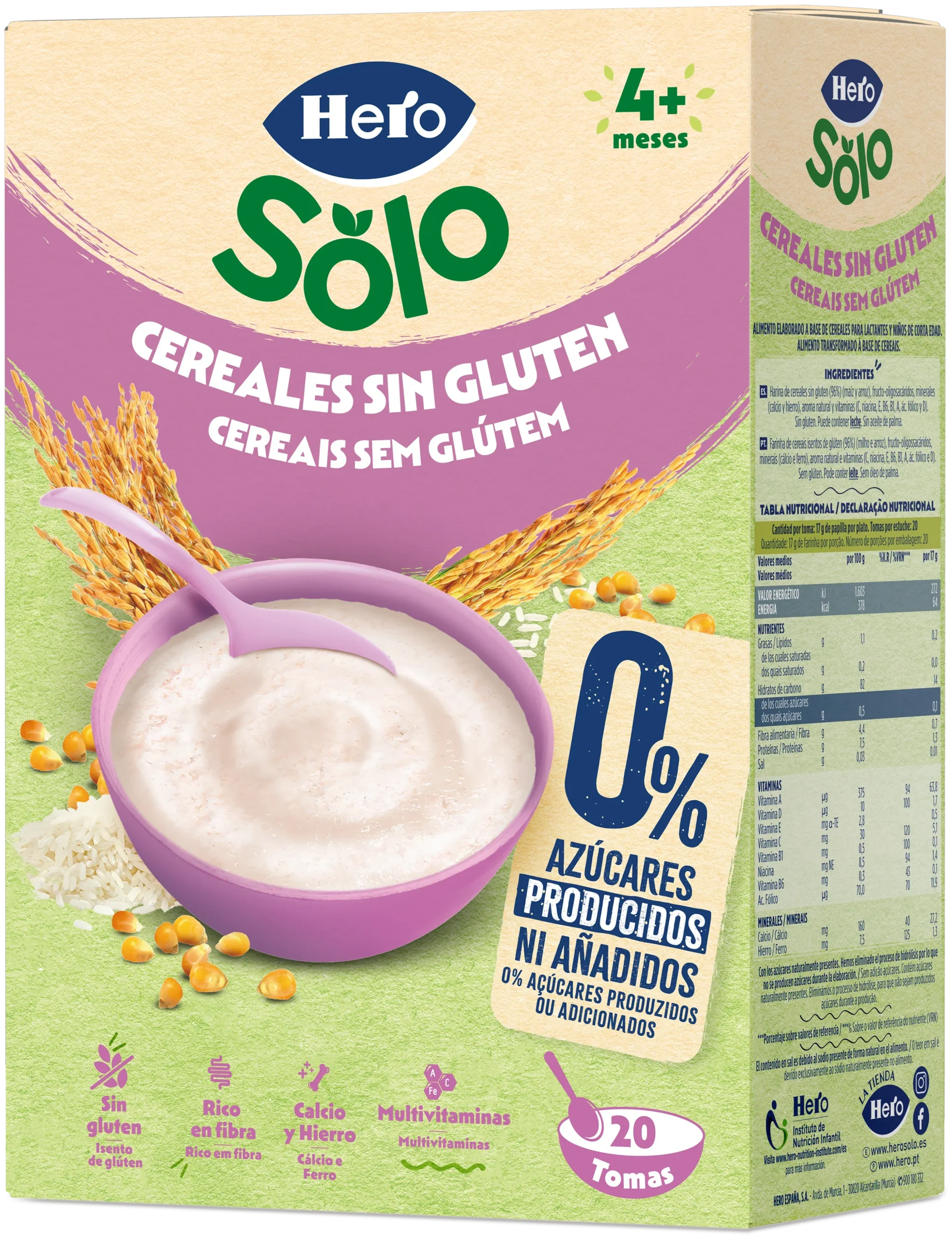 HERO BABY PAPILLA CEREALES S/GLUTEN 340