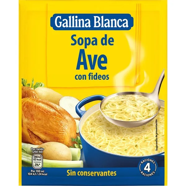 SOPA AVE CON FIDEOS SOBRES G.B.